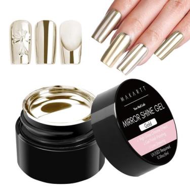 Imagem de Verniz de unhas Makartt Chrome Gel 8mL Metallic Gold Mirror