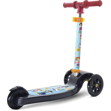 Imagem de Pratyc Toys, Patinete infantil regulável Kyn , Patinete 3 rodas azul, rodinhas preto, laranja e amarelo