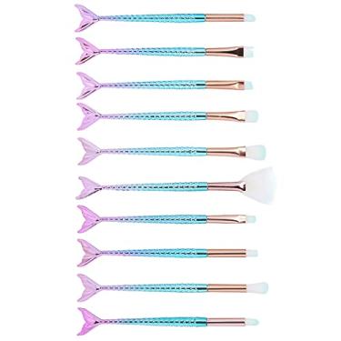 Imagem de Pincel de sombra para os olhos, kit de pincéis de maquiagem ergonômicos macios e confortáveis. Cabo em forma de rabo de peixe para uso doméstico para iniciantes para uso profissional