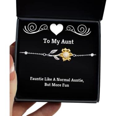 Imagem de SpreadPassion Lindos presentes de tia, Fauntie Like A Normal Auntie, But More Fun, Pulseira de girassol de aniversário para tia