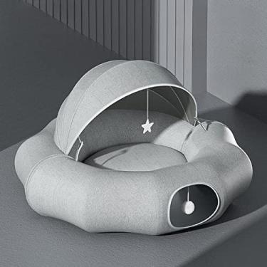 Imagem de LeMall Túneis para gatos internos, tubo dobrável para gatos para cama de gato lavável brinquedo de gato premium com bola de brinquedo para gatos interativos em ambientes internos