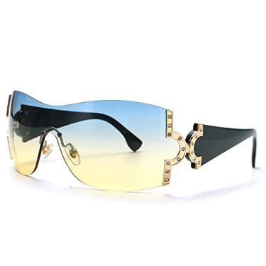 Imagem de Óculos de sol superdimensionados de uma peça, designer de luxo feminino, óculos de sol masculinos uv400 moda óculos escuros, 4, outros