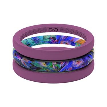 Imagem de Groove Life Anel de casamento de silicone para mulheres – anéis de borracha respirável para mulheres, cobertura vitalícia, design exclusivo, anel feminino de ajuste confortável – ar fino, Twilight, 7