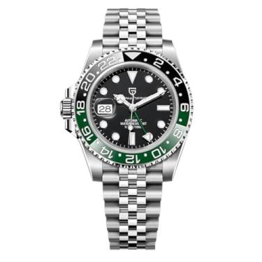 Imagem de Pagani Design Relógio masculino automático GMT Japão NH34 movimento safira vidro aço inoxidável 40 mm super luminoso à prova d'água relógio de pulso, Cinco contas pretas e verdes, Mecânico