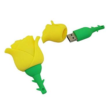 Imagem de Flash Drives USB em forma de rosa de 8 GB, pen drive de memória, pen drives USB Flash Disk Thumb Drive U Disk USB (amarelo)