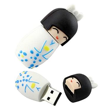 Imagem de 16 GB Quimono Japonês em Forma de Menina Flash Drives Pen Drive Memoria Flash Stick PenDrives USB Flash Disk Thumb Drive U Disk USB Drive USB (Branco)