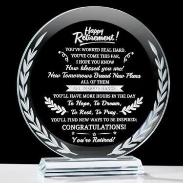 Imagem de Movdyka Retirement GIfts for Men Women 2024 Cool Glass Plaque Keepsake Best Happy Retirement Gifts for Coworker Nurse Doctor Teacher Boss Military Police