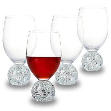 Imagem de YLNNLC Conjunto de taças de vinho tinto de 118 a 473 ml de taças de vinho de cristal sem chumbo - base de bola de cristal - casamento, degustação de vinho, aniversário, festa, presente - vidro