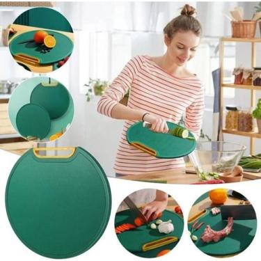 Imagem de Tábua Cozinha de Corte Smart Antiderrapante Anti-mofo Redonda 34x32cm 