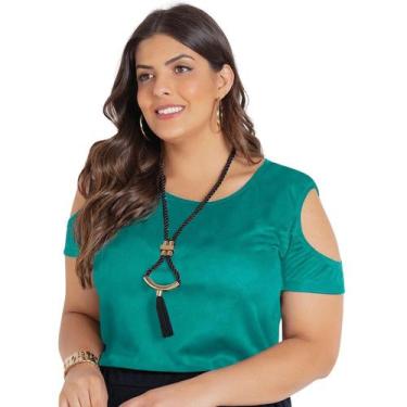 Imagem de Blusa Feminina Plu Size Manga Curta Com Ombro Vazado - Marguerite, GG 