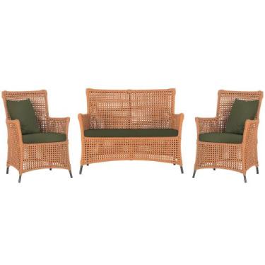 Imagem de Jogo Sofá e 2 Poltronas de Área Igapó Alumínio Pintura Preta Corda Náu