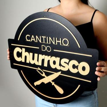 Imagem de Placa Cantinho Do Churrasco Grande Decorar Churrasqueira Mdf - Yper Cr
