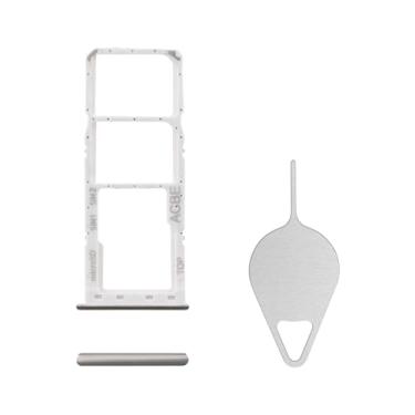 Imagem de BESJMYT Substituição para bandeja de cartão SIM Samsung Galaxy A32 (versão SIM único) Incrível adaptador de suporte de slot de bandeja de cartão branco com ejetor de agulha para A32 SM-A325F