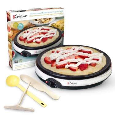 Imagem de Euro Cuisine Máquina elétrica de crepe CM20, máquina antiaderente de 30 cm para fazer panquecas, panela elétrica de crepe com acessórios