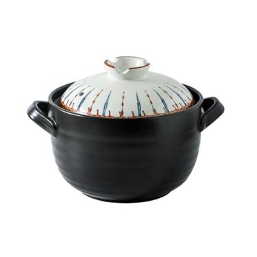 Imagem de Panela de cozedura criativa minimalista de estilo japonês, panela de barro resistente ao calor para casa, sopa, flor, macarrão - 4500 ml de fragrância de arroz