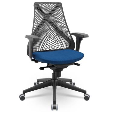 Imagem de Cadeira De Escritório Giratória Presidente Unix P03 Tela Cinza Crepe Azul - Lyam Decor