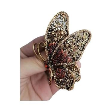 Imagem de Criativo strass exagerado borboleta broche feminino moda casaco acessó