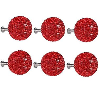 Imagem de Puxadores de porta de cristal, 6 peças de 30 mm redondo de polimerclay puxador de gaveta de armário puxador de gaveta de armário armário de cozinha ferragens para casa vêm com 10 tamanhos de parafusos