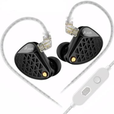Imagem de Fones de ouvido profissionais HiFi KZ AM16 – Fones de ouvido intra-auriculares com armadura balanceada de 8 unidades com graves potentes e alta fidelidade, fones de ouvido com cabo substituíveis (com