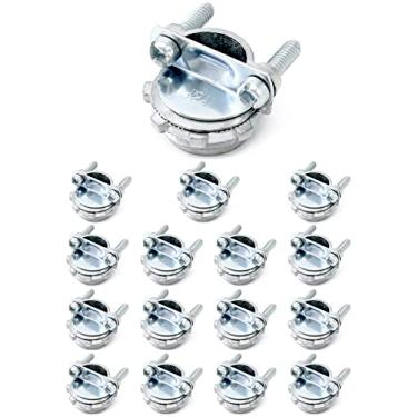 Imagem de QWORK Conector de cabo, 16 peças de conectores de cabo tipo braçadeira de 1/5.1 cm, conector de aço para cabos de proteção de conduíte metálico