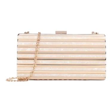 Imagem de Bolsa Clutch de Mão Tiracolo Feminina Pequena Alça Corrente Removível Transversal Estilo Luxo Festa Jantar Casamento Balada Eventos Especiais (Dourada)
