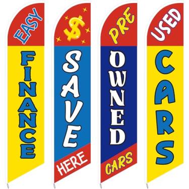 Imagem de SmoothNovelty 4 Pçs Bandeira de Carros Usados Swooper Windless Swooper Lote Auto Finance Carros Usados em Segunda Mão Save Here Swooper Bandeiras Publicitárias para Venda Usada