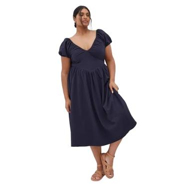 Imagem de City Chic Shelby Midi feminino, Azul marino, 25 Plus Size