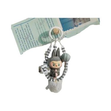 Imagem de Labubu Yoga Baby Mobile Phone Keychain Pingente DIY Flocking Moe Grain