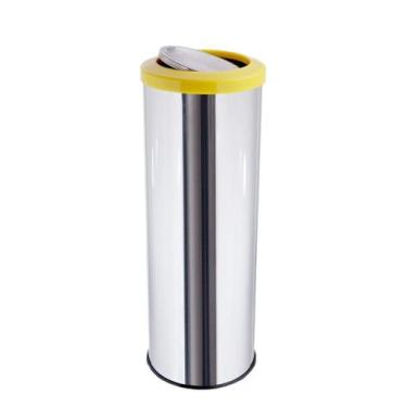 Imagem de Lixeira Inox Com Tampa Basculante Flip-top 30 Litros Cesto De Lixo - C