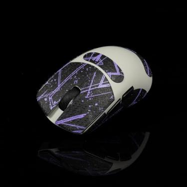 Imagem de Hokeyio Fita adesiva para Lamzu Atlantis Maya - antiderrapante, controle aprimorado, resistência ao suor, melhora a aderência FPS para jogos e proteção do mouse [pré-corte] preto e roxo 0,5 mm