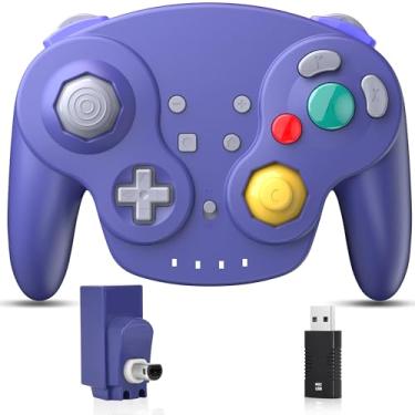 Imagem de Controle online com switch NGC sem fio de 2,4 GHz, receptor USB e receptor GameCube, compatível com GameCube/Switch NSO, Windows PC iOS Mac Raspberry Pi, Steam Deck (recarregável) (Plug and Play