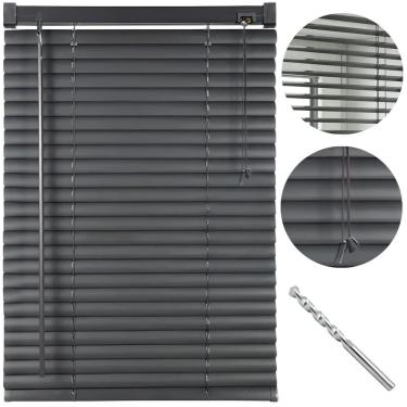 Imagem de Cortina Persiana Horizontal Cinza L 1,00M X A 1,30M + Broca