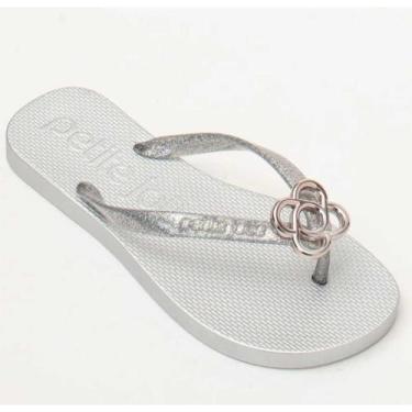 Imagem de Chinelo Feminino Petite Jolie Fresh Glitter PJ7704, Prata, 36