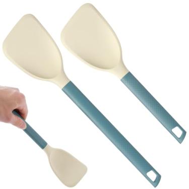 Imagem de Conjunto de 2 espátulas de silicone, sem BPA, resistente ao calor, espátula de silicone antiaderente, à prova d'água, para panquecas