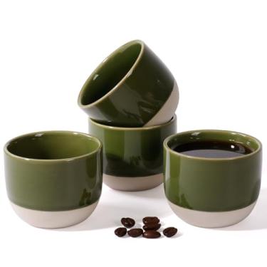 Imagem de ZEBERBO Conjunto de 4 xícaras de café expresso de cerâmica, canecas de café expresso de parede dupla para copos Nespresso, xícaras de café expresso com vidros especiais para máquina (verde escuro)