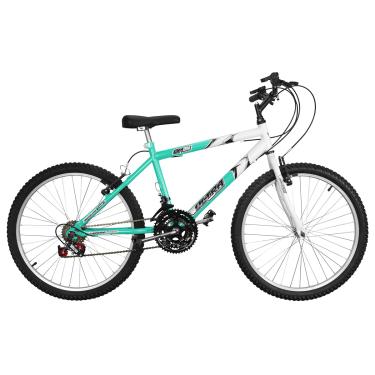 Imagem de Bicicleta de Passeio Ultra Bikes Esporte Bicolor Aro 24 Reforçada Freio V-Brake – 18 Marchas Verde Anis/Branco
