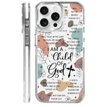 Imagem de OKBUOK Capa para iPhone 15 Pro Max [compatível com Magsafe], capa magnética transparente de silicone à prova de choque com versículos bíblicos padrão