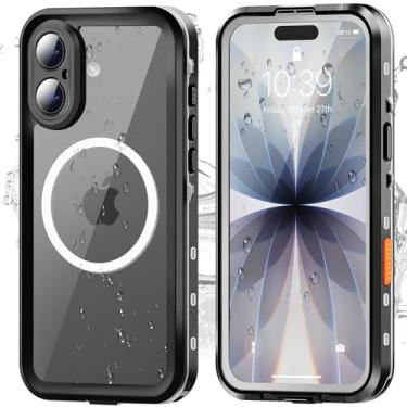 Imagem de Hertekdo Capa para iPhone 17 MagSafe, IP68 à prova d'água para iPhone 17, proteção total compatível com capas para iPhone 17, capa de proteção de lente e queda, TPU resistente a impactos + PC