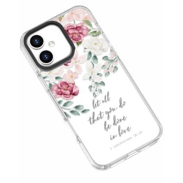 Imagem de Frepstudio Compatível com iPhone 17 Air, meninas mulheres versículo bíblico rosas rosas flores florais citações inspiradoras Corinthians 16:14 capa protetora compatível com iPhone 17 Air