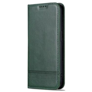 Imagem de FWYANZH Capa carteira para Xiaomi 17 Pro Max/17 Pro/17, capa flip de couro com suporte para cartão de crédito, capa à prova de choque, verde, 17 Pro Max