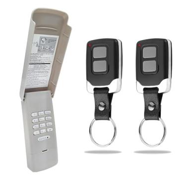 Imagem de Teclado abridor de porta de garagem com 2 controles remotos - Substituição universal para LiftMaster Chamberlain Craftsman 877MAX 893MAX 893LM 971LM 371LM, compatível com botões Learn roxo amarelo