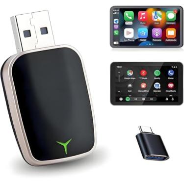 Imagem de Adaptador de carro sem fio para CarPlay - Conversão instantânea de com fio para sem fio, Plug & Play, design mini estável, compatível com iPhone iOS 10+ e veículos com CarPlay com fio