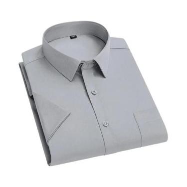 Imagem de Camisa Masculina Branca Slim Fit Anti-rugas - Manga Curta com Bolso (S