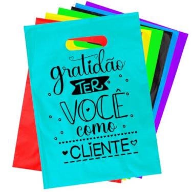 Imagem de Kit 100 Sacolas Plástica Personalizada 20x30 Boca Palhaço