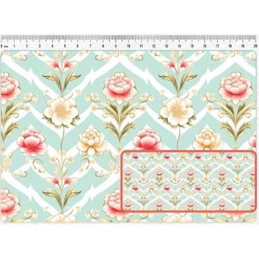 Imagem de Tecido Tricoline Digital Coleção Encanto Barroco Floral fundo chevron 50 x 150 cm