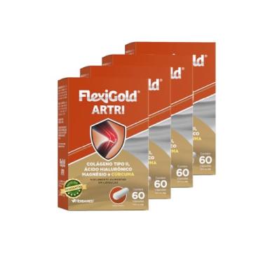 Imagem de Kit 4 Flexigold Artri 240 Cápsulas Colágeno Tipo 2 Magnésio Ácido Hialurônico Cúrcuma Herbamed