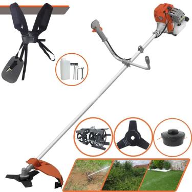 Imagem de Roçadeira Lateral Tekna RL520ACG2 À Gasolina 52cc Motor 2T 2HP de Potência 13.000rpm Completo Com Carretel Nylon + Lâmina 3 Pontas + Enxada Rotativa
