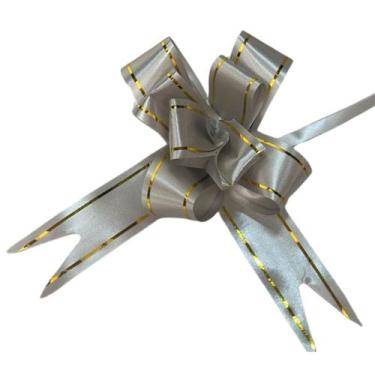 Imagem de Kit C/100 Laço Fácil Pronto C/Filete 20mmx37cm Presente Prata - generi