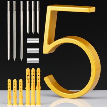 Imagem de Números modernos de casas de 15 cm – números de endereço de liga de zinco resistente com ferragens de montagem totalmente em aço inoxidável – Parafusos extralongos para instalação ultra-segura – À