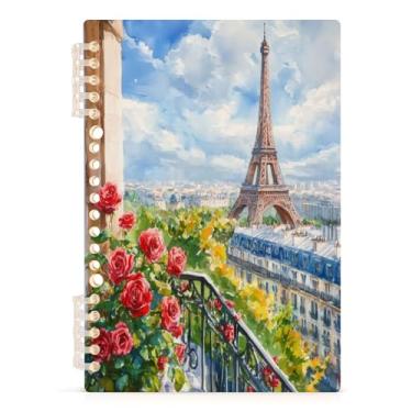 Imagem de Burbuja Caderno Torre Eiffel, papel pautado universitário A5 com 60 folhas, fichário para escritório, 1 pacote